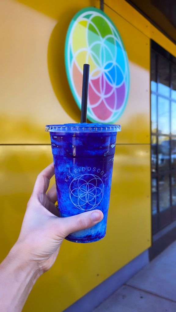 Tie dye blue smoothie from Kaleidoscope in Scottsdale, Arizona
